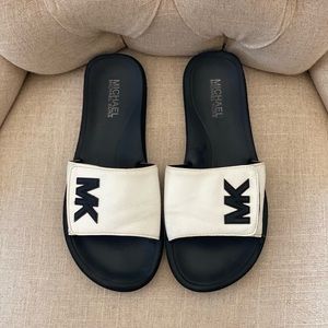 Michael Kors Slides. White with a Velcro Closure